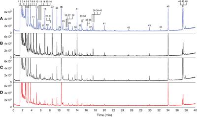 Metabolomics approach to identify key volatile aromas in Thai colored rice cultivars